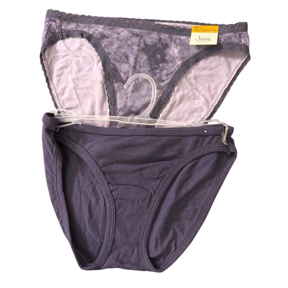 New (2) JENNI MACY’S Purple Tie-Dye Lace Trim Bikini Underwear Panties Size S - Picture 1 of 3
